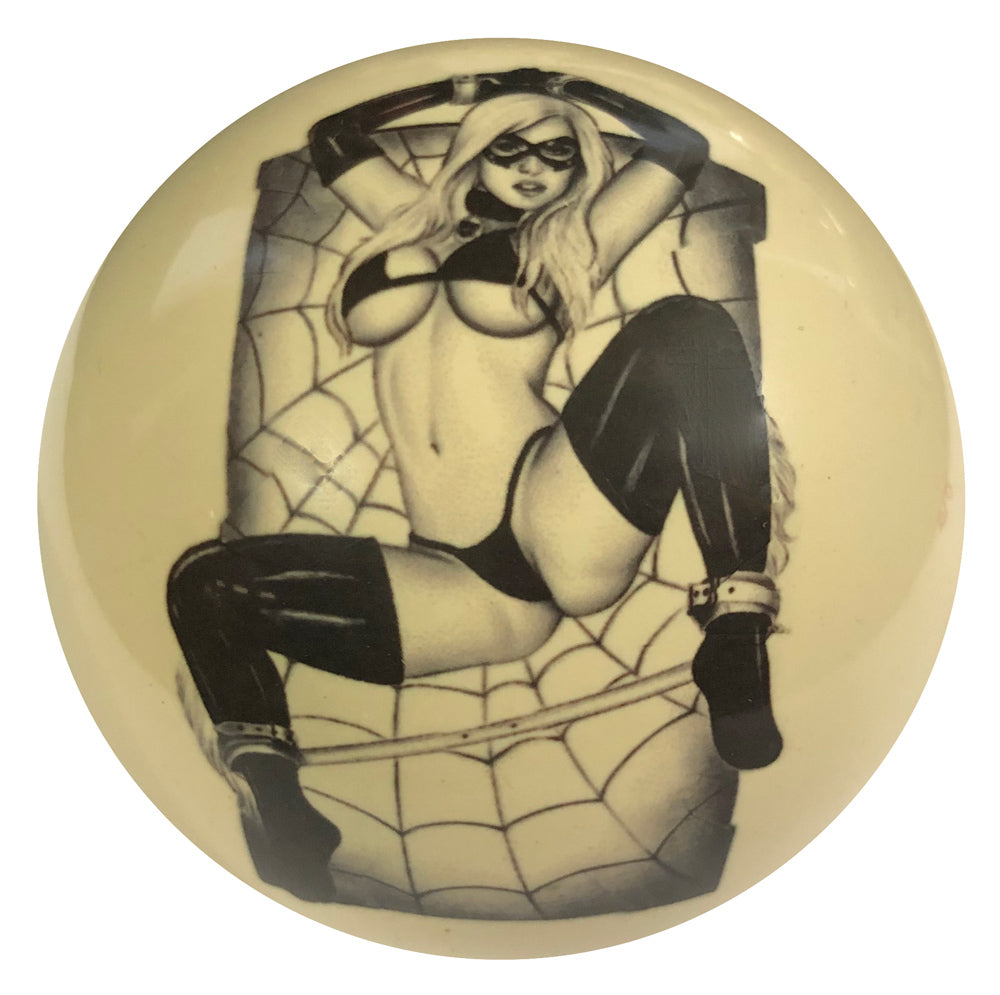 Spiderweb Girl Pin-Up Custom Cue Ball