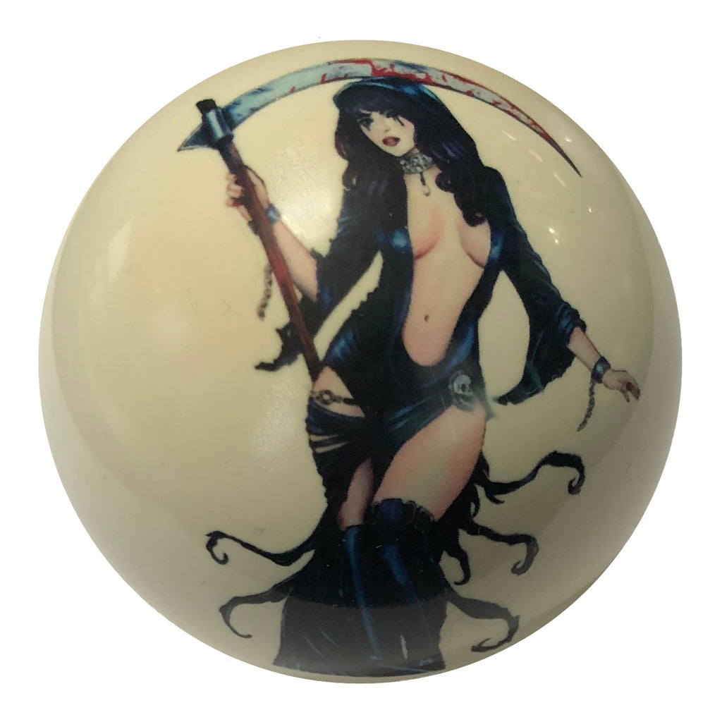 Grim Reaper Seductress Pin-Up Custom Cue Ball
