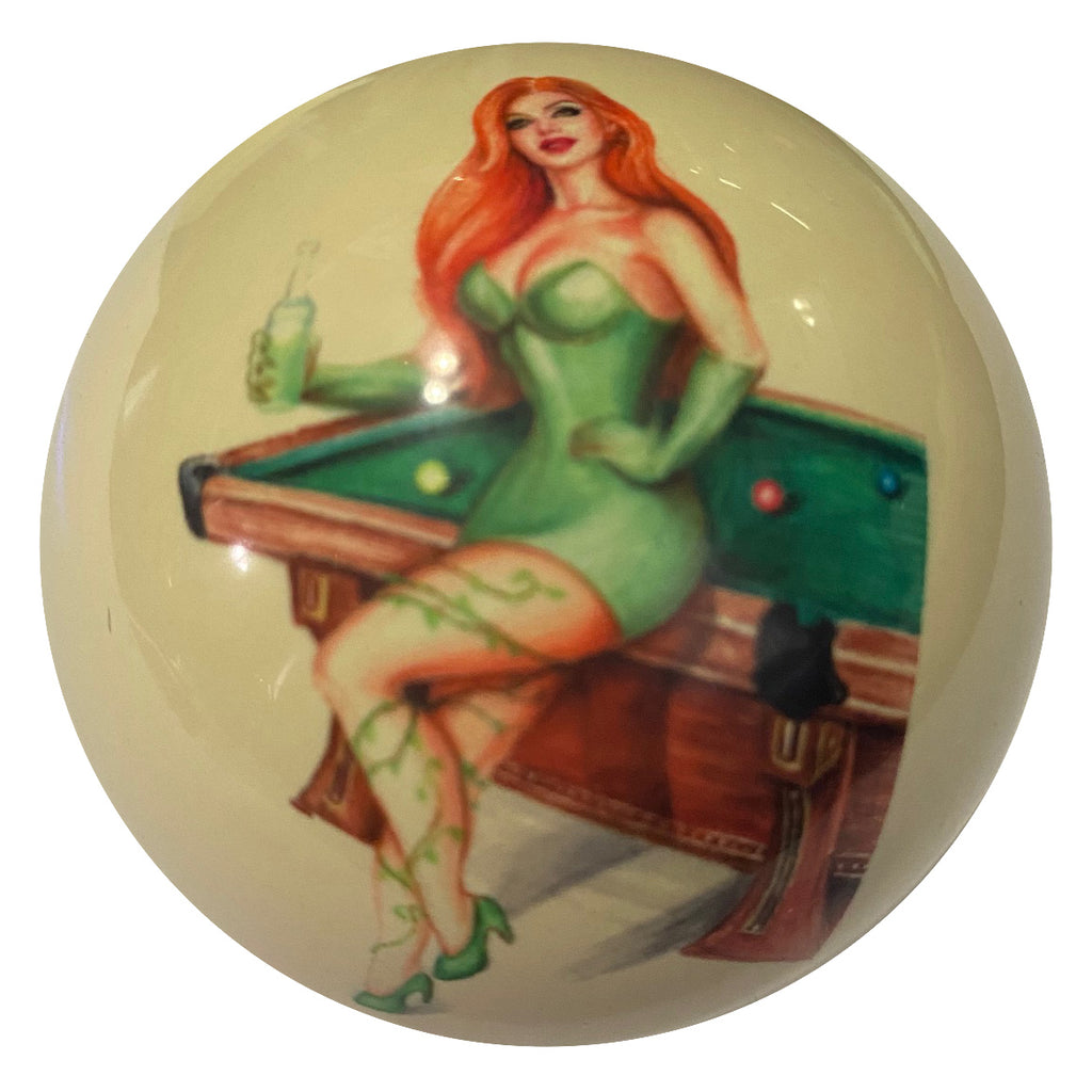 Green Ivy with Table Pin-Up Custom Cue Ball