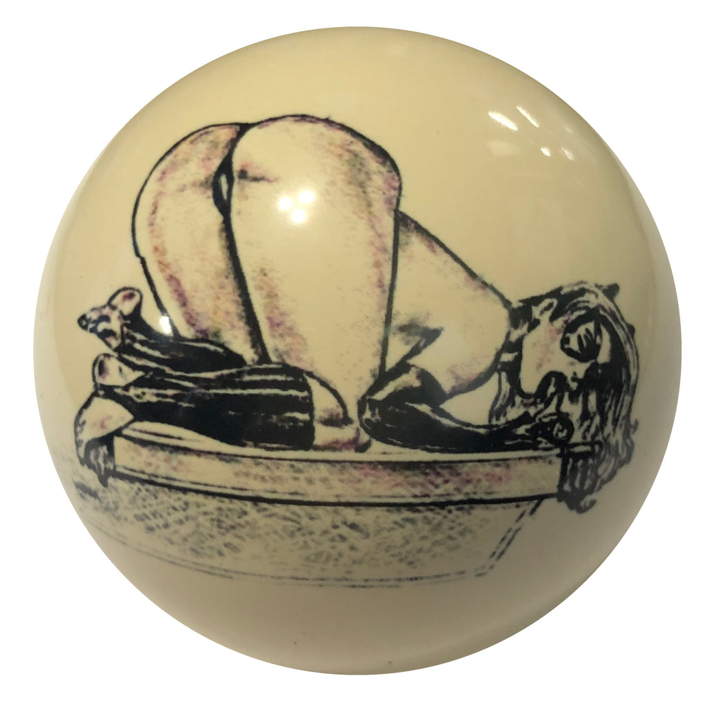 Cat Girl on Pool Table Pin-Up Custom Cue Ball