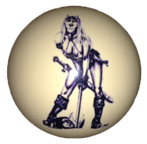 Warrior Girl Pin-Up Custom Cue Ball