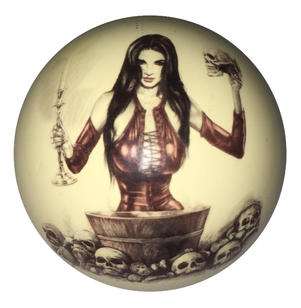 Girl with Candlesticks Pin-Up Custom Cue Ball
