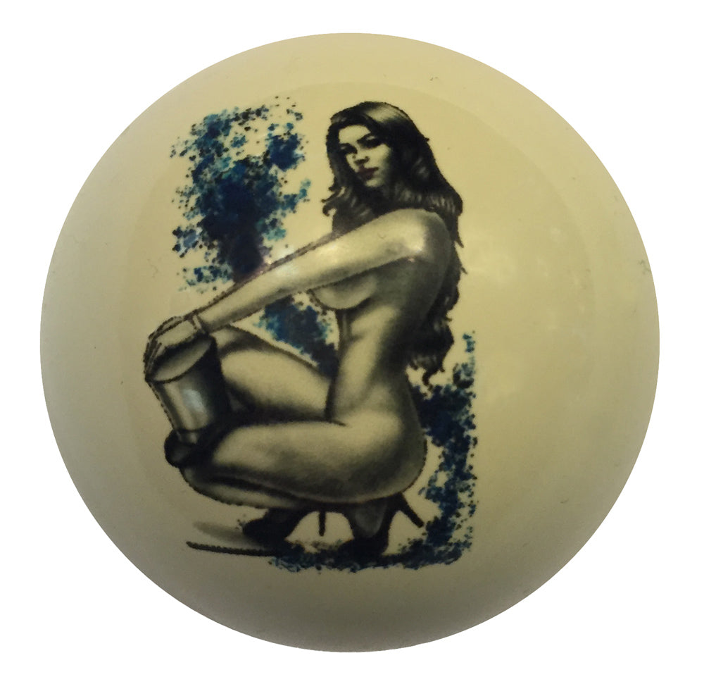 Blue Magician Swirl Pin-Up Custom Cue Ball