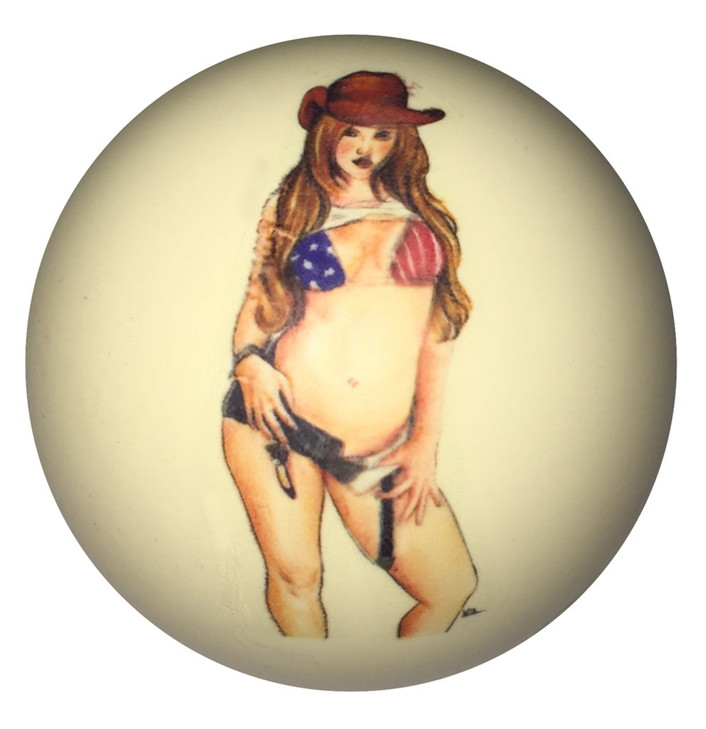 Country Girl Pin-Up Custom Cue Ball