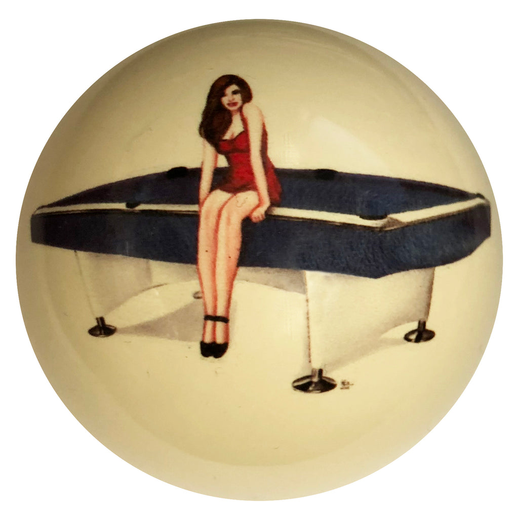 Pin-Up with Gold Crown I Pool Table Custom Cue Ball