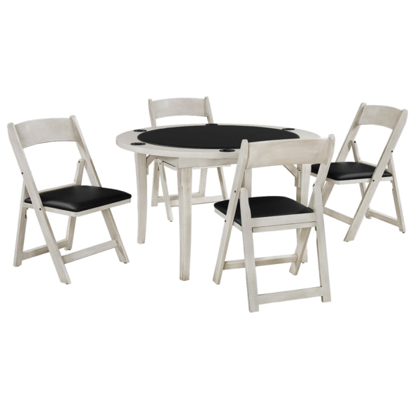 Folding Poker and Game Table White with Chairs