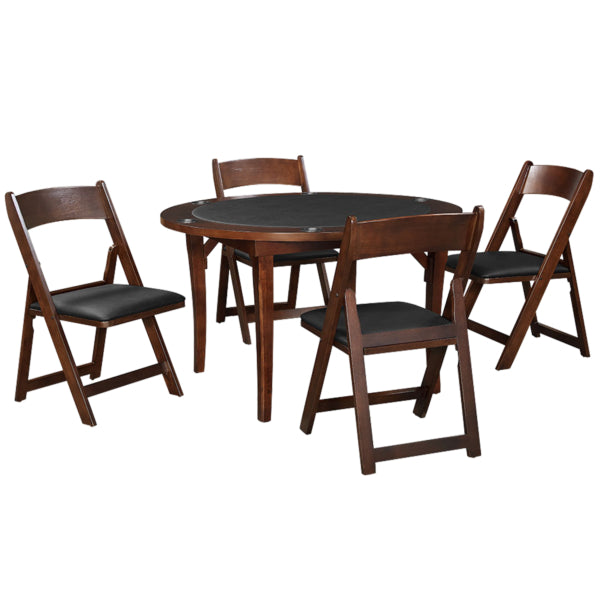 Folding Poker and Game Table Cappuccino with Chairs