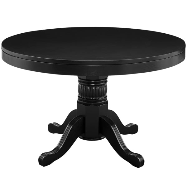 Round Solid Wood Gaming Table Black Dining