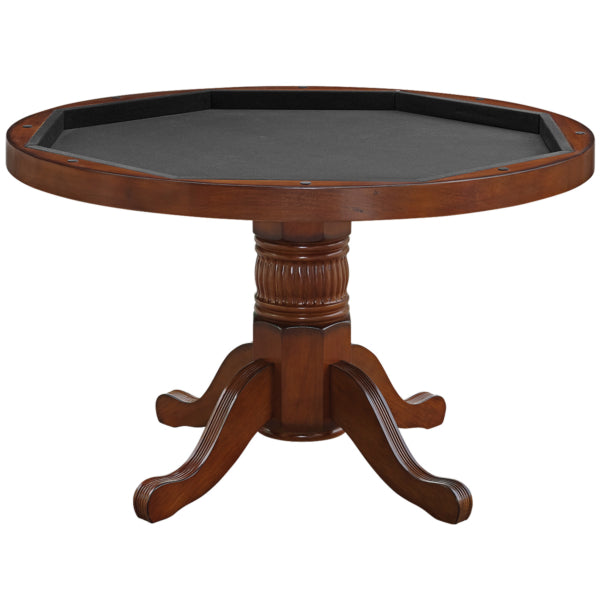 Round Solid Wood Gaming Table Chestnut Storage