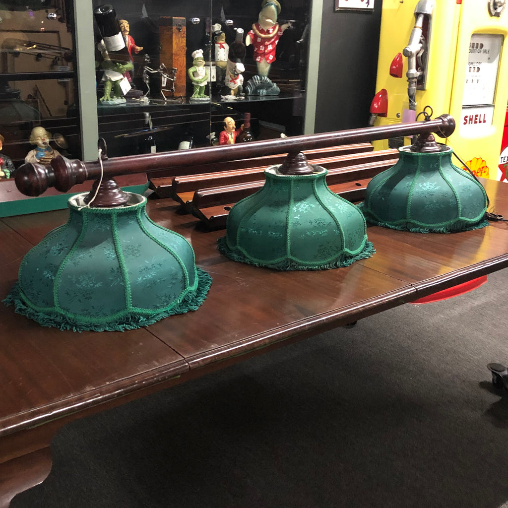 Green Fringed 3 Shade Pool Table Light