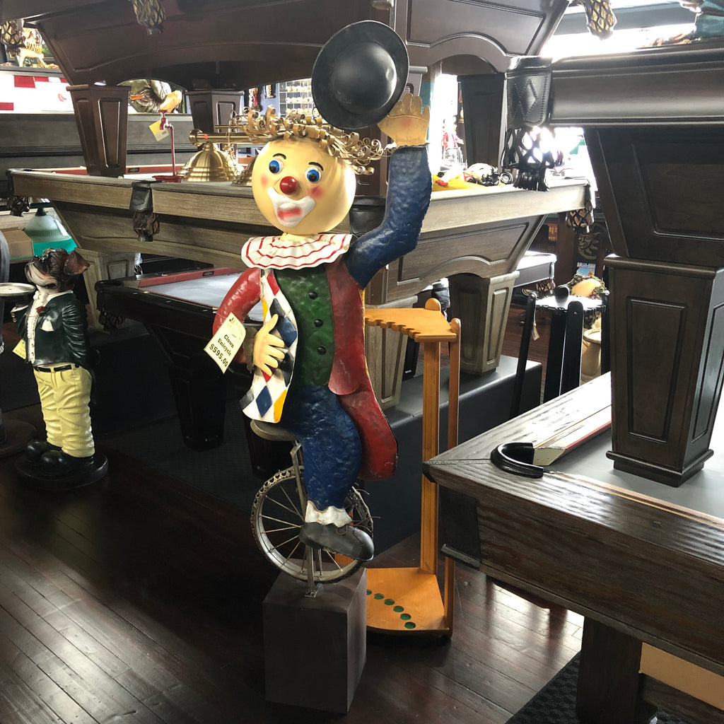 Unicycle Metal Clown Statue