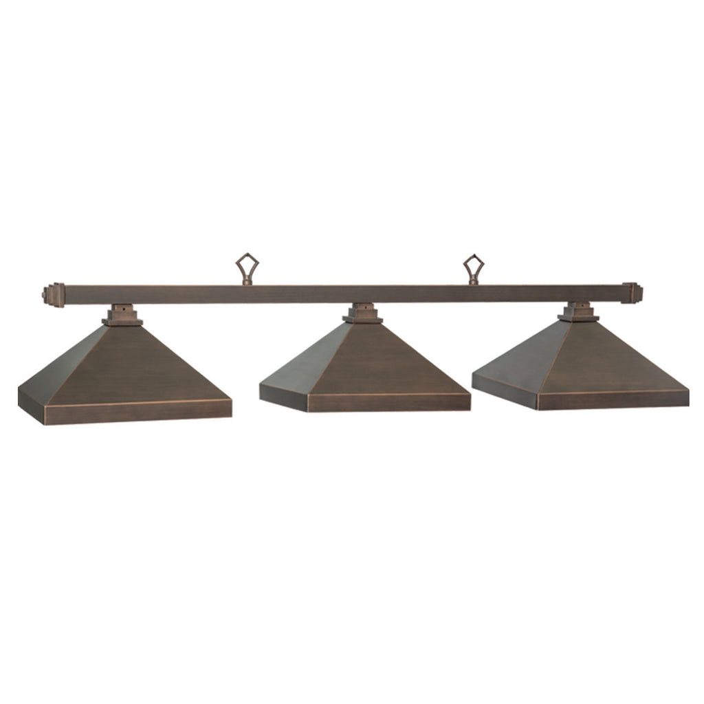 3 Shade Billiard Light with Square Oil Rubbed Bronze Metal Shades