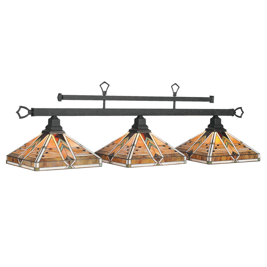 3 Shade Stained Glass Tribal Style Billiard Light