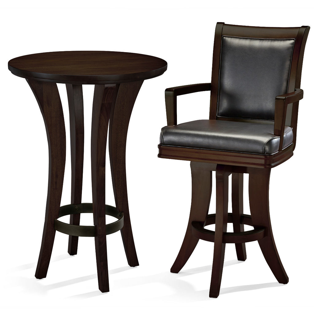 Brunswick Centennial Pub Table with 2 High Back Chairs Espresso Finish