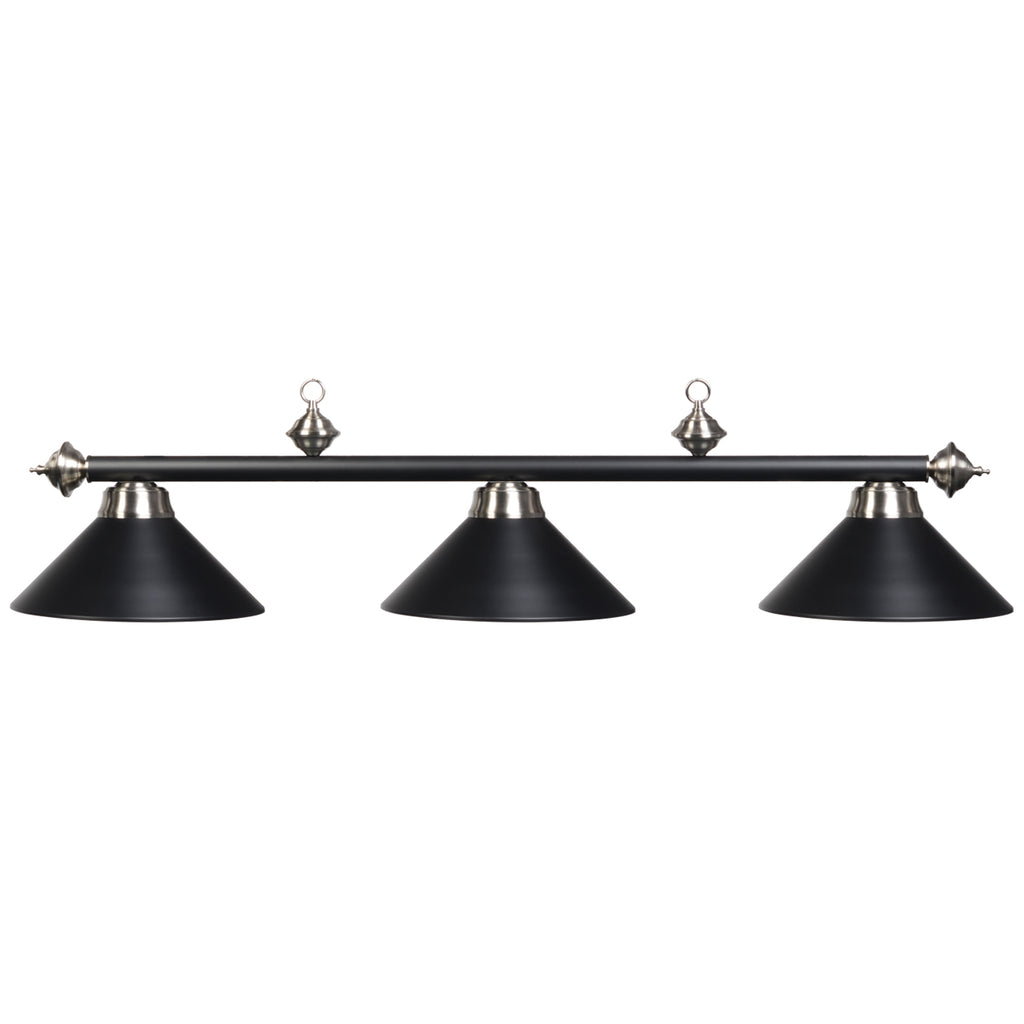 3 Shade Matte Black Metal Billiard Light with Stainless Accents