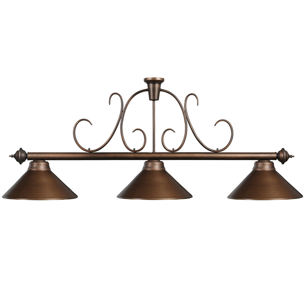 3 Shade Billiard Light with Scroll Details