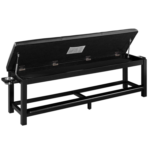 Wood Storage Bench with Padded Seat Black Finish Open