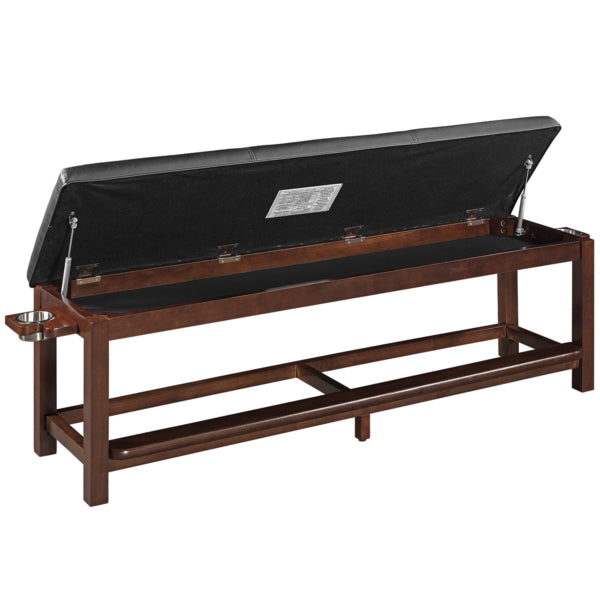 Wood Storage Bench with Padded Seat Cappuccino Finish Open 