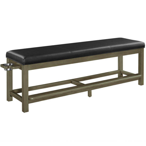 Wood Storage Bench with Padded Seat Slate Angled 