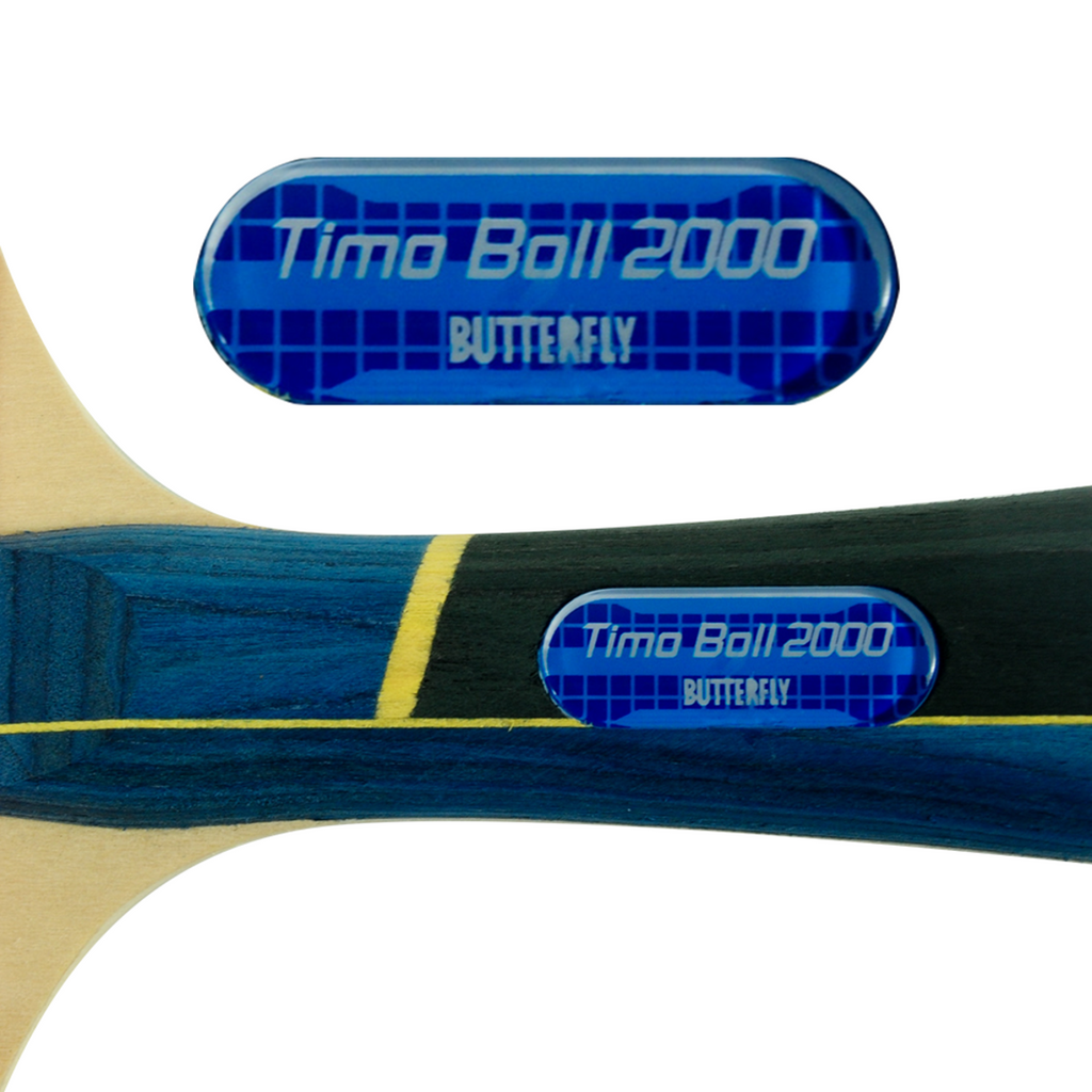 Timo Boll 2000 Butterfly Ping Pong Paddle Logo on Handle