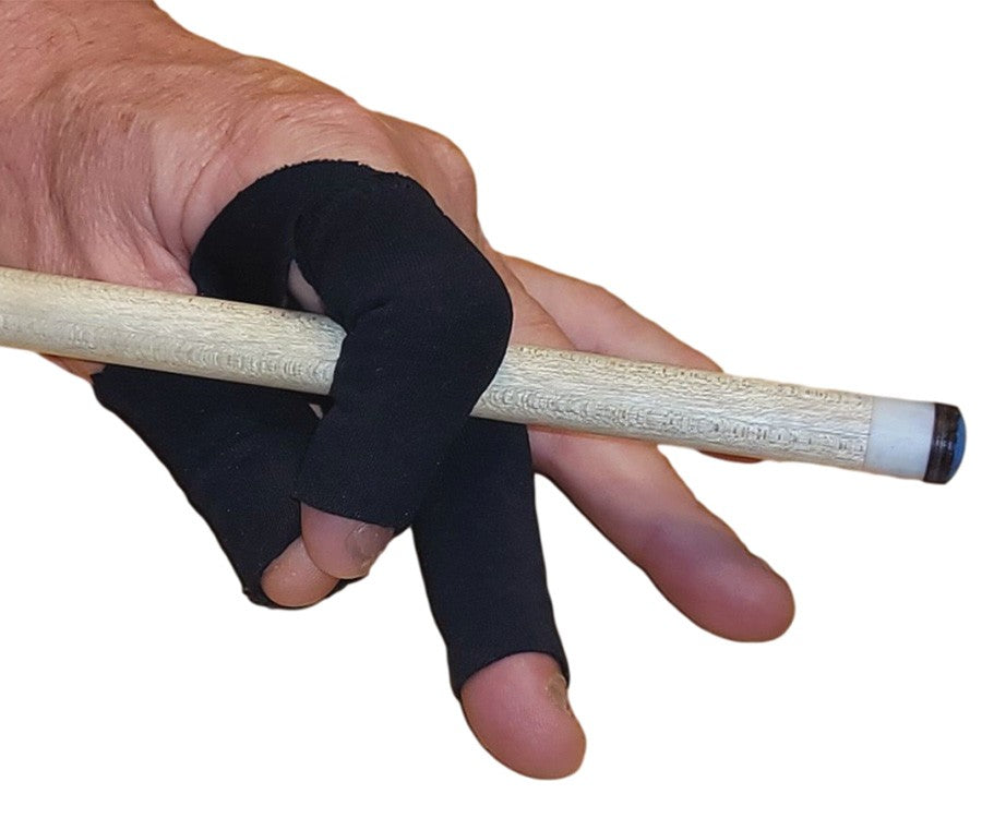 Finger Wrap Pool Glove on Hand with pool cue shooting