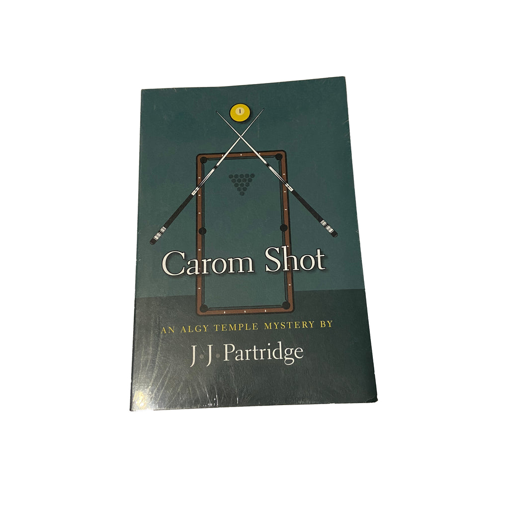 Carom Shot front cover with crossed pool sticks and pool table