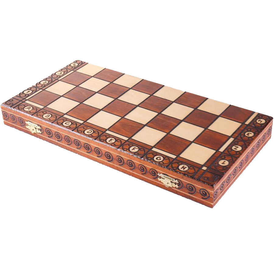 19" Wooden Chess Set Closed Case