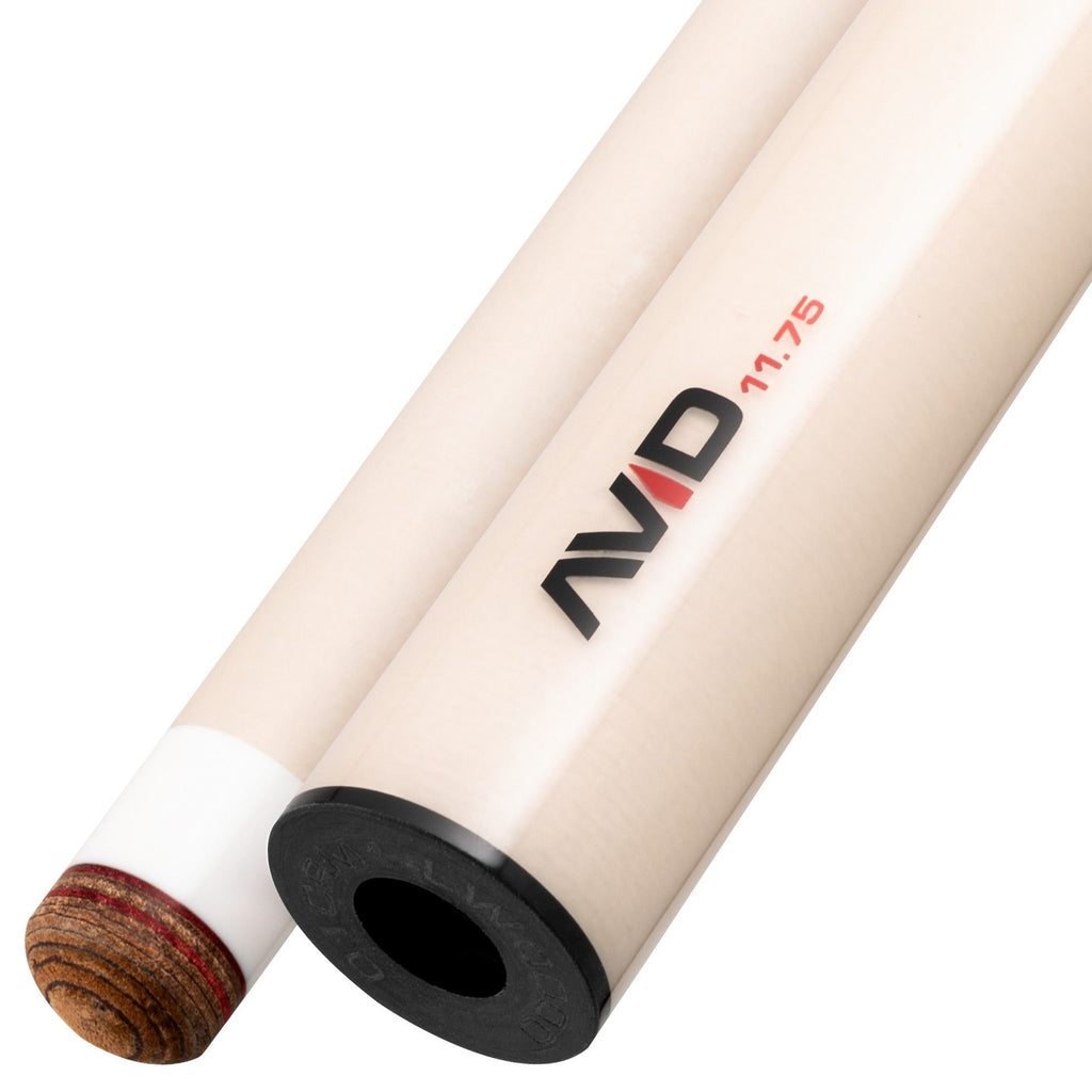 Avid pool shaft tip close up with shaft decal