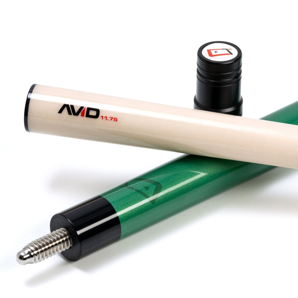Cuetec avid dark green butt end of the cue with joint and joint protector