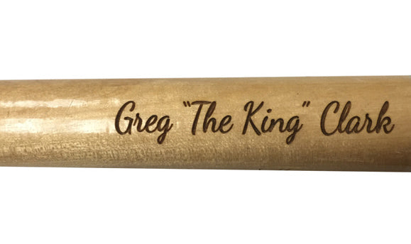 Engraved Pool Cue Shaft Example in Cursive Font