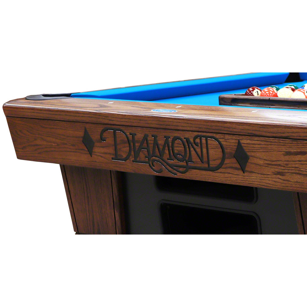 7ft Pro-Am Pool Table in Oak Walnut Diamond Logo