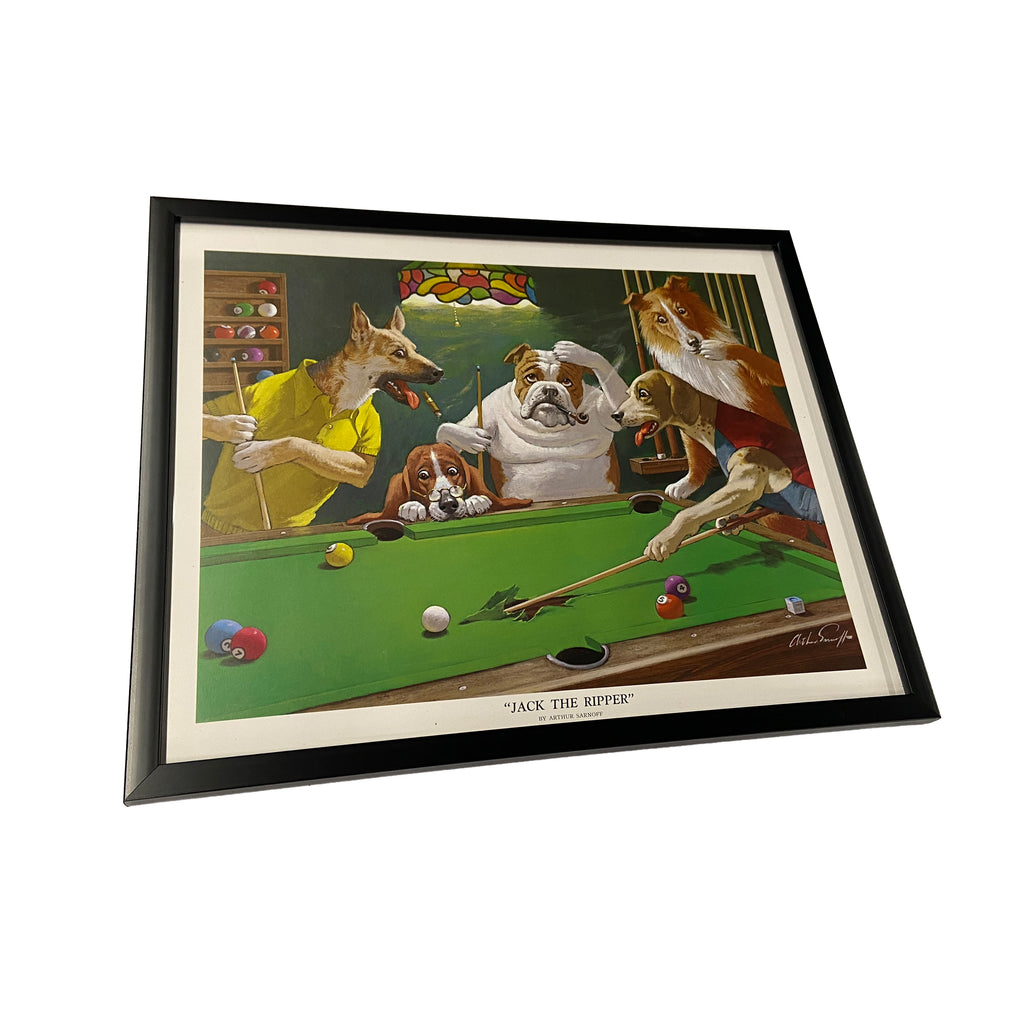 Jack the Ripper Dogs Playing Pool Framed Poster