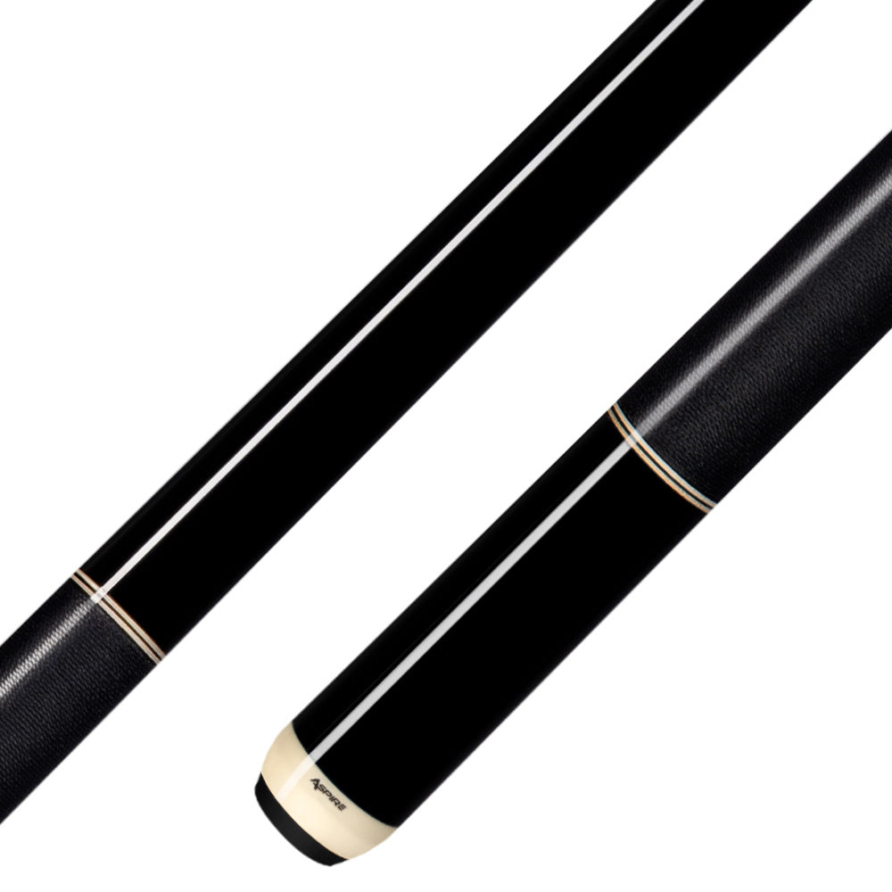 Aspire Pool Cue Black with Wrap Butt Cap and Wrap Seam
