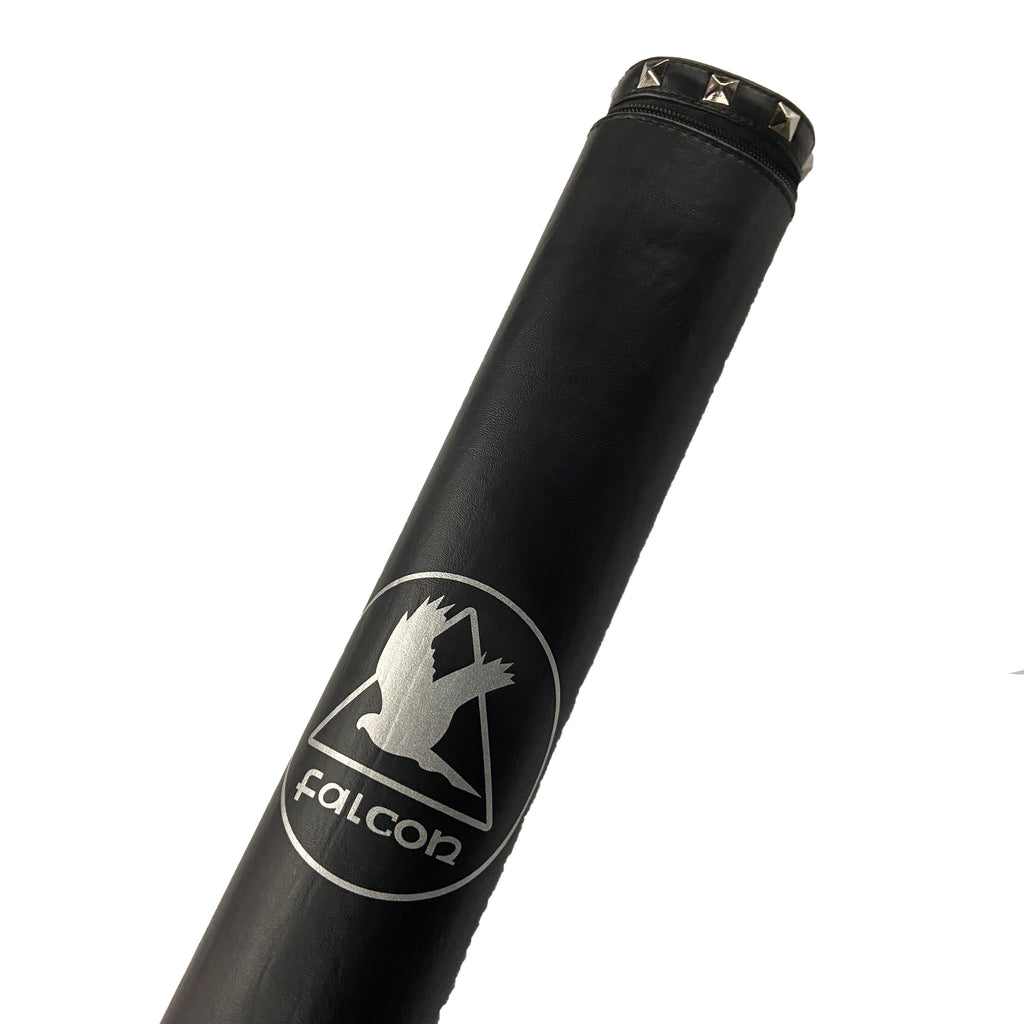 Falcon pool cue case top logo and stud details