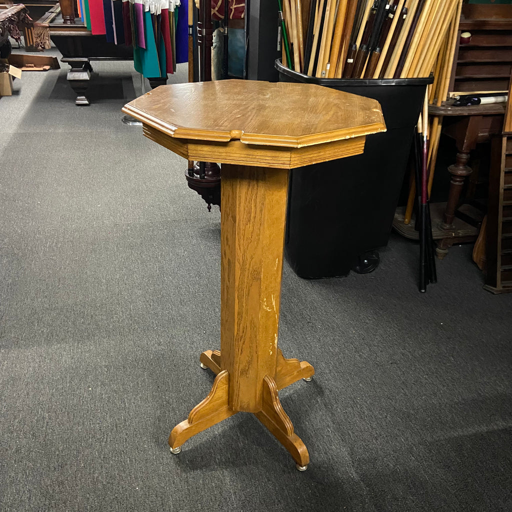 Used Pub Table Oak Finish with Scratches on Post