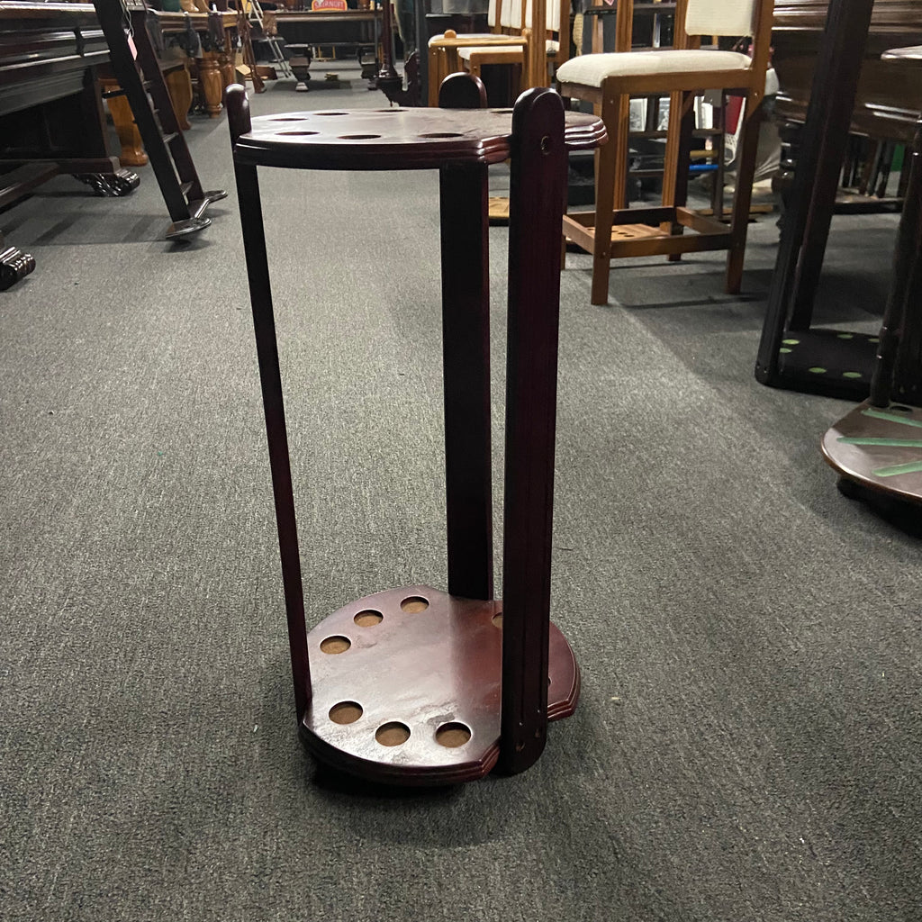Pre-Owned Round Floor Stand Mahogany Finish for Pool Cues
