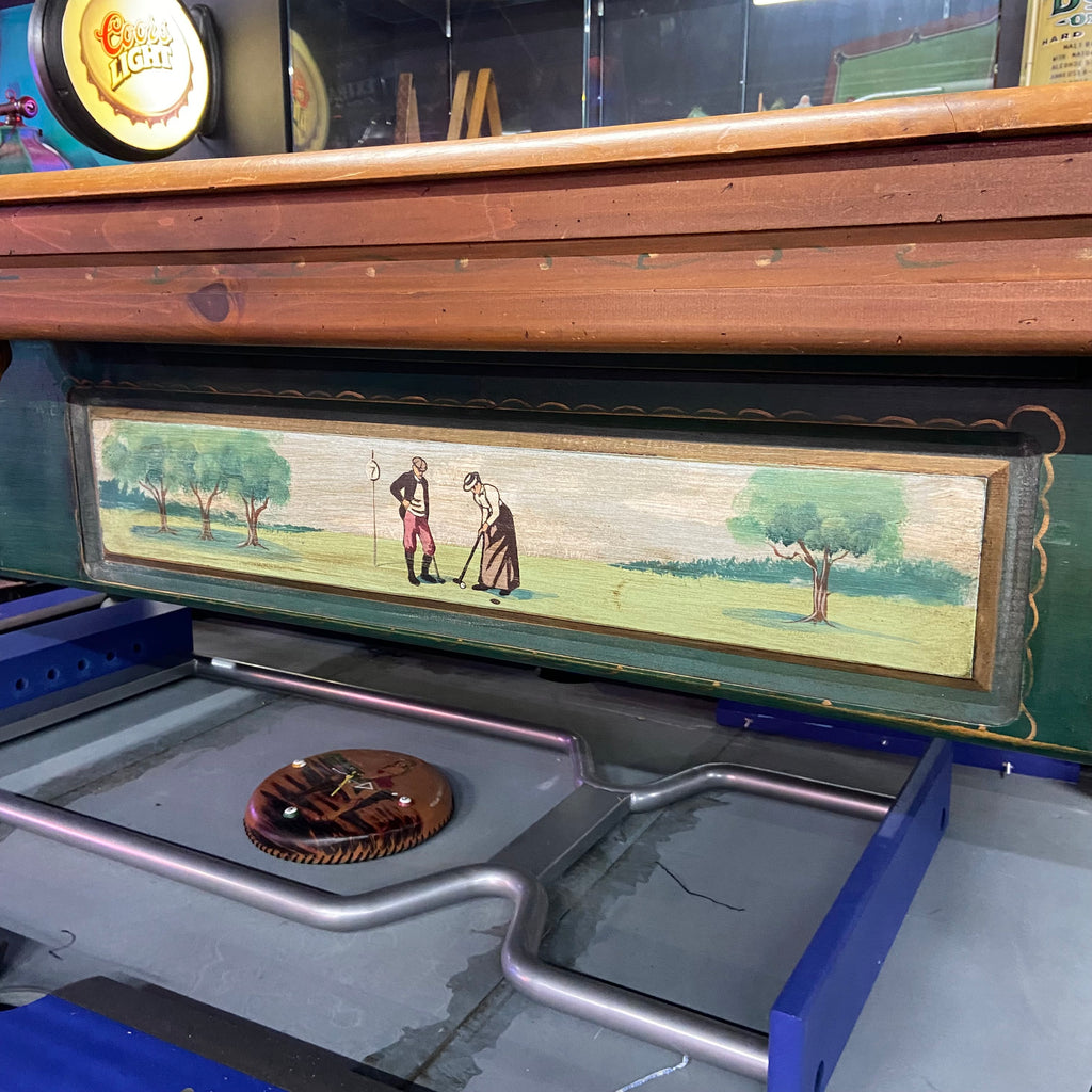8Ft Used Proline Golfing Table Up Close Golfing Painting Left