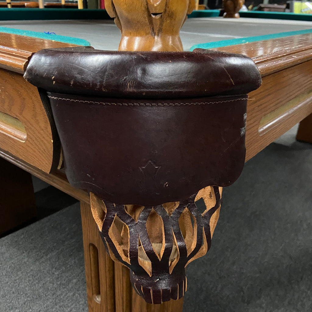 8Ft Used Proline Pool Table Leather Shield Brown Pocket