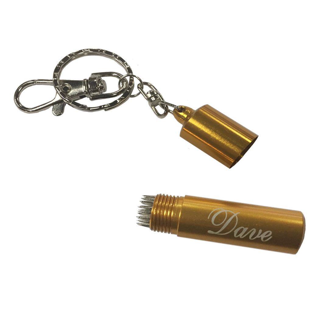 Alex Austin Custom Engraved Cue Tip Pick Repair Tool on Keychain Apart