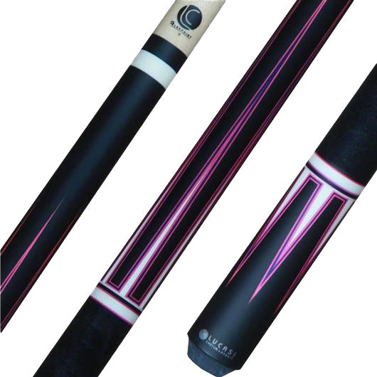 Lucasi Lux Midnight Black with Magenta Points Pool Cue 