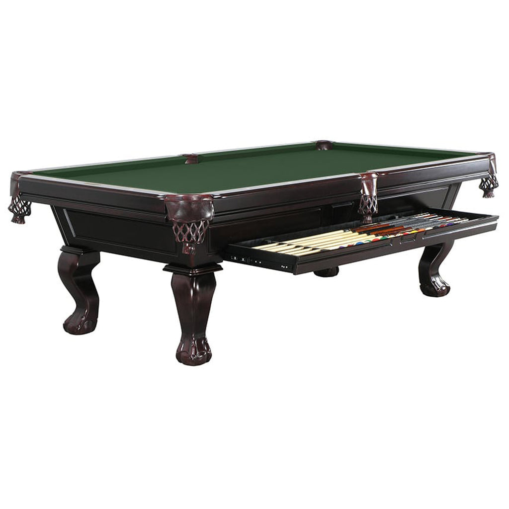 Norwich Pool Table with Drawer Open Mahogany