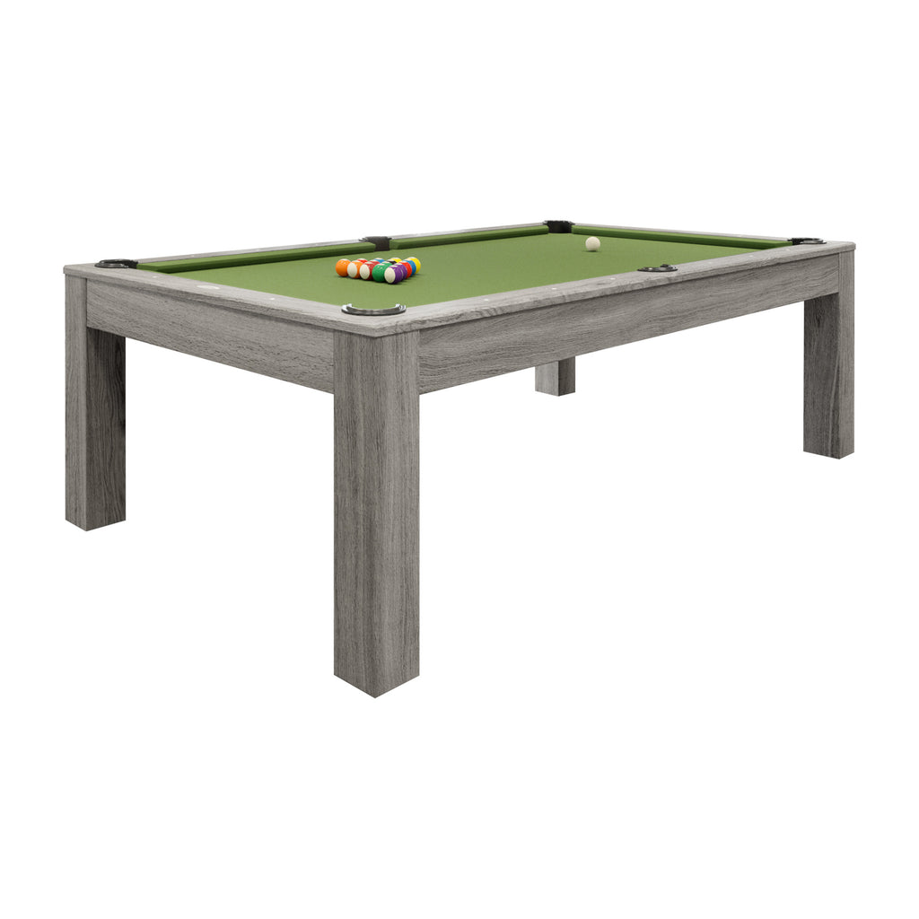 Penny Pool Table Silver mist finish with balls on table