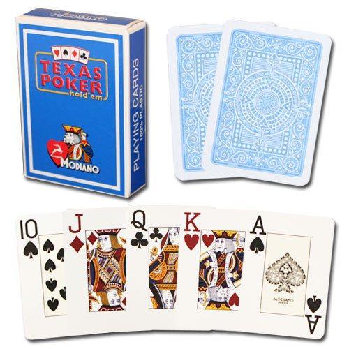 100% Plastic Jumbo Poker Playing Cards - Light Blue