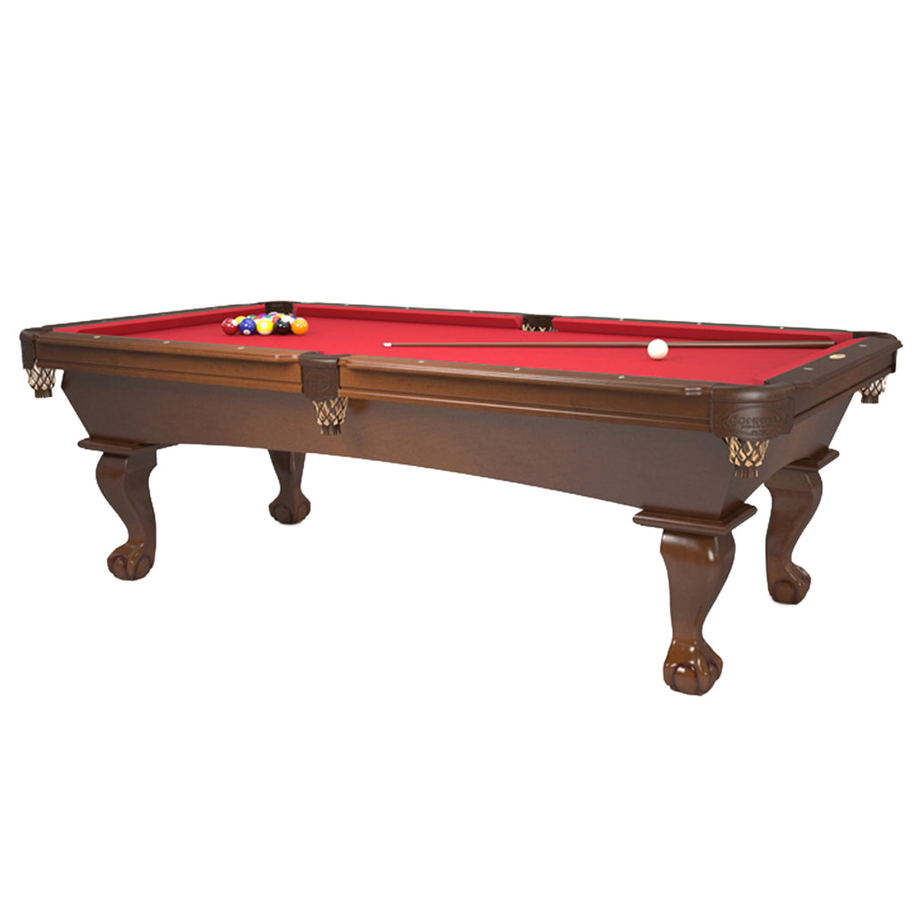 Prescott Pool Table Maple with Milcreek stain and Milcreek pockets