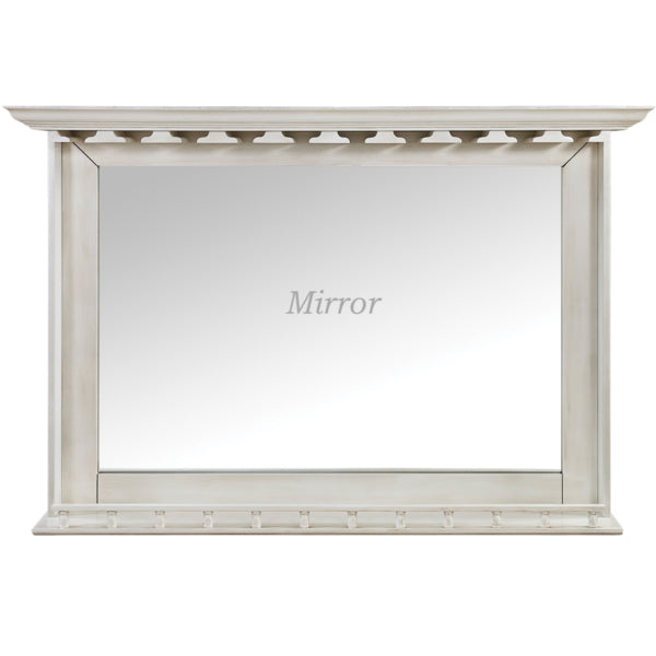 Bar Mirror with Glassware Rack Antique White Finish