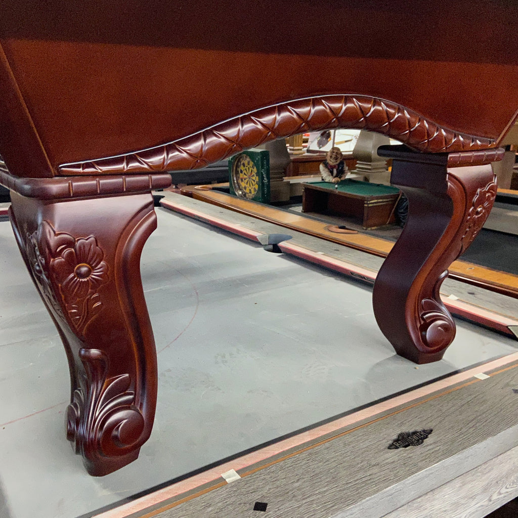 Rose Pool Table arch where cabinet meets legs