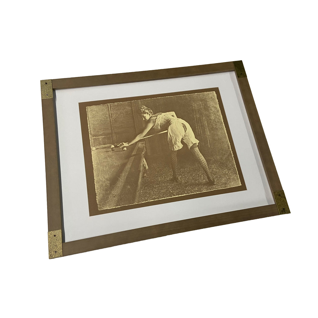 Vintage Lady Playing Pool Framed Print
